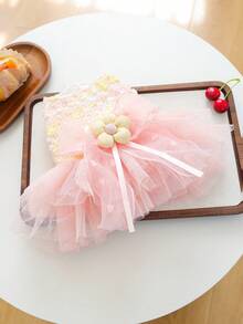 1件宠物服装，狗狗/猫咪连衣裙，小型犬/幼犬服装，新娘薄纱裙系列 - 粉色 - 彩色 - 查看 8
