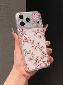 1pc Transparent Anti-Drop TPU Soft Case With UV Printed Plum Blossom Pattern - Multicolor - View 4