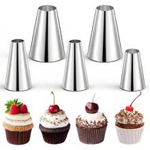 5pcs Stainless Steel Piping Nozzle Set, Baking Tools With Decorative Nozzles And Cupcake Decorating Rings - Multicolor - View 8