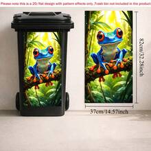 1pc 2D Flat Self-Adhesive Trash Can Sticker,Colorful Frog Trash Can Sticker, Cartoon Animal Bin Decal, Waterproof PVC Home Decor, PVC Material, Easy To Peel And Stick, Flat Art Sticker, Kitchen Storage - A - View 7