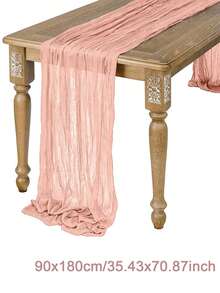 1pc Coral Pink Chiffon Ruffle Design Table Runner, Solid Color Tablecloth, Suitable For Holiday, Graduation, Birthday Party Decor, Wedding Accessories, Family Holiday Party Table Decor, Baby Shower, Bridal Shower Tablecloth, Party Table Runner, Cheese Cloth Table Runner, Table Decor - Coral Pink - View 14