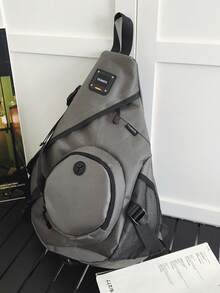 大容量黑灰色中性斜挎包 | Techwear 圓形口袋胸包 | 多口袋可調節肩帶 - 彩色 - 查看 3