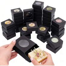 方形皂盒，适用于自制肥皂、蜡烛，尺寸为 3 x 3 x 1.2 英寸，带透明窗口，可用作小型礼品包装盒，也可用于包装肥皂、烘焙食品、饼干、糖果、派对礼品等。 - 白色 - 查看 9