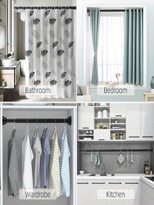 1pc Multifunctional Retractable Shower Curtain Rod, Adjustable & Detachable Clothes Drying Rack, Wardrobe Support Rod, Cabinet Support Rod, Shoe Rack, Storage Rod, Home & Bathroom Accessory - Stretch-4 - View 4