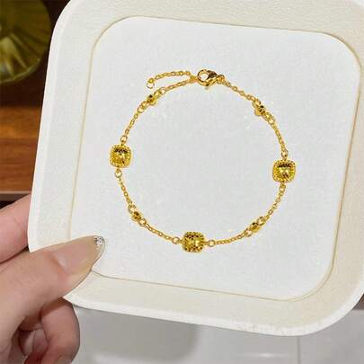Wholesale: New Arrival-Super-Sparkly, Fine-Chain Bracelet Featuring Square "Fish Scale" Links; An Elegant, Simple, And Versatile Accessory For Women, Inspired By "Little " Style.