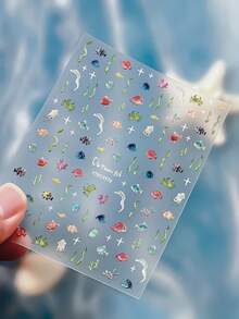 5D Laser Underwater World Nail Stickers, Iridescent 3D Design, Essential Decor For French Manicure, Fresh & Ethereal, Suitable For Spring/Summer - Multicolor - View 4