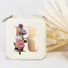个性化首字母伴娘首饰盒 个性化花卉旅行首饰盒 婚礼新娘派对礼物 - 白色 - 查看 34