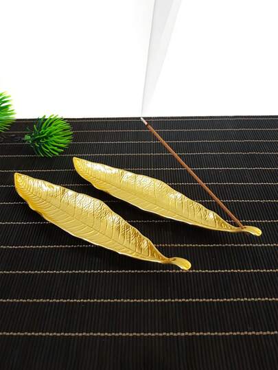 Bộ 2 giá đỡ hương hình lá, thiết kế lá sần, thích hợp trang trí phòng trà, phòng học, máy khuếch tán hương thơm phong cách Zen, trang trí tự nhiên, giá đựng hương tối giản sáng tạo, phù hợp cho văn phòng, phòng tập yoga, phòng gym.