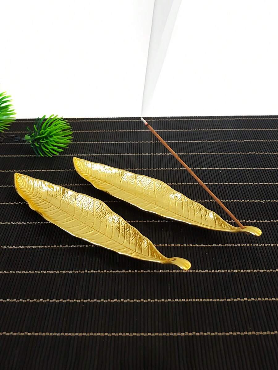 2 Peças Suporte de Incenso em Formato de Folha, Queimador de Incenso Doméstico Interno com Design Texturizado de Folha para Sala de Chá, Estudo, Difusor de Fragrância Estilo Zen, Decoração Natural, Suporte de Incenso Criativo Minimalista, Adequado para Escritório, Estúdio de Yoga, Academia