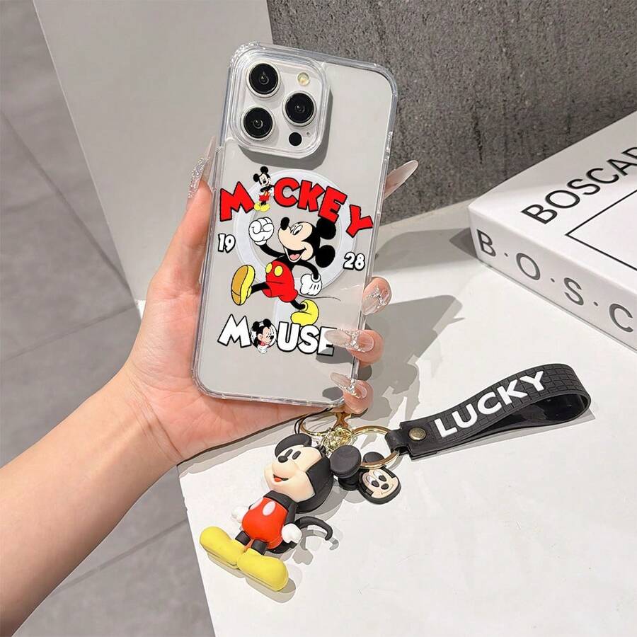 This Disney Mickey Mouse Pattern Lanyard Phone Case Features A Strong Magnetic Closure And Full Coverage Of Acrylic And TPU Material. It's Shockproof, Lightweight, And Suitable For IPhone17/16/11/13/15/15 Plus/15 Pro/15 Pro Max/12/14 Pro Max/11 Pro Max/12 Pro/12 Pro Max/13. It's A Popular Birthday Gift, Business Gift, Durable, Stain-Resistant, And Fingerprint-Resistant New Phone Case For Men And Women. It Also Includes A Mickey Mouse Phone Case And Mickey Mouse Doll Bracelet. Compatible With SamsungGalaxy S20, S21, S22, S23, And S24 Series. It's The Perfect Gift For Friends And Family. This Stylish Phone Case Is Fun, Lightweight, And Durable. IPhone17 Pro Max Phone Case, Minnie Phone Case. - 無色 - 查看 1