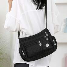 Square Unisex Crossbody Bag, New Large Oxford Cloth Shoulder Bag, Fashionable And Versatile [Zipper Random] - BJ1686 Black - View 6