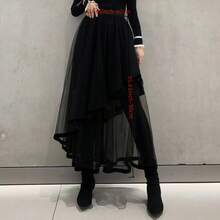 1 chiếc váy maxi dáng chữ A thanh lịch, cạp cao, chất liệu lưới bất đối xứng dành cho nữ. - Nhiều màu - Xem 2