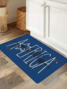 1pc Red White Blue Freedom Text American Country Style Kitchen Mat, Independence Day Carpet, Absorbent Oil-Proof Kitchen Floor Covering/Rug, Doormat, Entryway Mat, Front Door Mat, Long Hallway Carpet, Suitable For Party, Holiday, Gathering, Gift, Banquet - American-style Patriotic Decorative Paintings - View 9