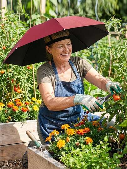 Elastic Brim Umbrella Hat, Hands-Free Foldable Waterproof Sun Shade Umbrella Hat - Suitable For Outdoor Parties, Fishing, Sun Protection, Rain Protection, Beach, Etc. Multi-Functional, Lightweight And Portable, Foldable For Storage, Suitable For Summer Sunshine And Rainy Days, Unisex.