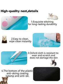 New Breathable Memory Foam Pet Cooling Mat - 1pc, Features Rapid Cooling Technology To Provide Pets With A Comfortable And Cool Experience. Designed With A Light Blue And White Color Scheme, Complemented By Cartoon Decorative Patterns, Visually Fresh And Suitable For Spring, Summer And Autumn Seasons. Easy To Clean And Maintain. - White - View 5