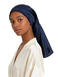 1 chiếc mũ ngủ cho tóc dài bán chạy nhất, mũ ngủ bằng satin co giãn ren dành cho nữ. - màu đặc - Xem 2