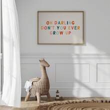 Tranh treo tường bằng vải canvas có khung, 1 bức, chữ "Oh Darling, You'll Never Grow Up!" (Ôi cưng ơi, con sẽ không bao giờ lớn lên!), trang trí phòng trẻ em phong cách Boho, tranh cầu vồng cho phòng chơi, trang trí tường phòng trẻ sơ sinh, trang trí trường mầm non, poster phòng chơi, quà tặng cho bé, trang trí tiệc, quà tặng cho trẻ mới sinh, quà tặng Ngày của Mẹ, quà tặng Ngày của Cha, trang trí trường mầm non. - Nhiều màu - Xem 11