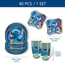 Bộ đồ dùng tiệc sinh nhật chủ đề Stitch & Lilo, màu xanh dương, phụ kiện tiệc sinh nhật Stitch, gian chụp ảnh chủ đề Stitch, đồ dùng dùng một lần cho tiệc mừng em bé. - Nhiều màu - Xem 8