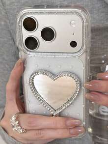 Ốp lưng điện thoại trong suốt đính kim cương lấp lánh hình trái tim, họa tiết sóng chấm bi, tương thích với iPhone 17 Pro Max 17 Pro 17 16 Pro Max 16 Pro 16 15 Pro Max 15 Pro Max 15 Pro 15 14 Pro Max 14 Pro 14 13 Pro Max 13 Pro 13 12 Pro Max 12 Pro 12 11 Dễ thương và cá tính - Trái tim tình yêu nhỏ bé - Xem 3