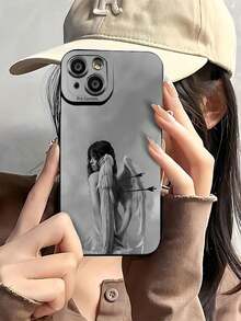 Tema del ángel blanco y negro Cupido heridofunda de teléfono Fundas compatibles con ,Apple,VIVO,OPPO,,, y Honor.Fabricadas en silicona TPU,ofrecen protección contra golpes y caídas. - Negro - Ver 3