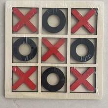 木制 XO 井字棋游戏，逻辑思维训练，双人互动桌面游戏 - 藍+黑 - 查看 7