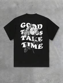 Camiseta estampada de corte holgado - Negro - Ver 6