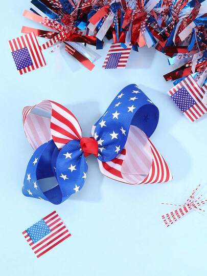 1个7月4日女孩发饰，蓝色鳄鱼夹简约独立日国庆节配饰，爱国派对发饰