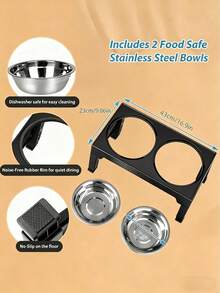 Adjustable Height Stainless Steel Dog Bowls With Foldable Metal Stand, Suitable For Small, Medium And Large Dogs - 2600ml - View 5
