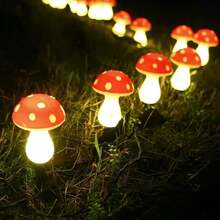 Solar Mushroom Pathway Lights, Outdoor Garden Decor Lamps, LED String Lights, Warm White, 8 Lighting Modes, Suitable For Yard, Walkway, Flower Bed And Holiday Party Ambiance Lighting - warm light - View 5