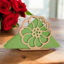 Servilleteros MDF Florales Armables DIY para Pintar Paquete de 10 Piezas (7 Diseños Disponibles) Decoración de Mesa Eventos Fiesta Boda Cumpleaños 10 x 10 cm - Flor ornamental 1001 - Ver 3