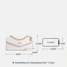 Coach 女士迷你链条钱包皮革斜挎包翻盖单肩包可爱小巧斜挎包带外部开口口袋 - 香檳色 - 查看 9
