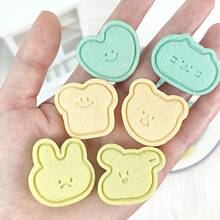 6pcs Cute Mini Animal Shaped Cookie Cutter Set, Including Bear, Rabbit And Toast Molds, Plastic Made, Suitable For Making Adorable Snacks, Ideal For Kids Snacks, Lunch Box And Parties! - White - View 9