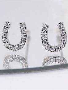 1 Pair Luxury U-Shaped Horseshoe Earrings, Unique Design Earrings, High-End Gift - W10089 - View 2