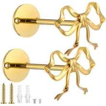 2-Piece Golden Bow Curtain Hook, Wall Mounted Curtain Tieback – Retro Decorative & Storage Hook, Rust Resistant, Easy Install, For Living Room Or Bedroom - Default - View 2