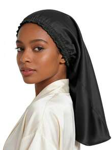 1 chiếc mũ ngủ cho tóc dài bán chạy nhất, mũ ngủ bằng satin co giãn ren dành cho nữ. - màu đặc - Xem 3