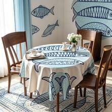 1 Peça Toalha de Mesa Retangular Estilo Marinho, Padrão de Peixes Oceânicos, Adequada para Uso Diário em Cozinhas Domésticas, Restaurantes, Terraços, Piqueniques, Pátios, Conjuntos Internos e Externos, Como Presente para Família e Amigos - Multicolorido - Visão 2