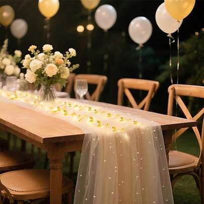 1pc Of Pearl Tulle: For Outdoor Wedding Staircase And Room Decor, Valentine's Day Table Runner And Festive Decorations, And Women's Veil And Tulle Accents