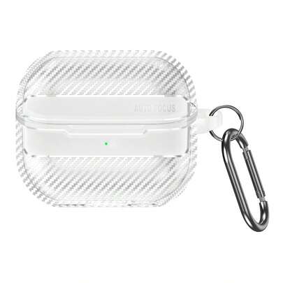 For Galaxy Buds 3 FE/Buds 3 Pro/Buds 3 Case Cover Carbon Fiber Grain With Carabiner Keychain, Shockproof Cover For Galaxy Buds 3 Pro