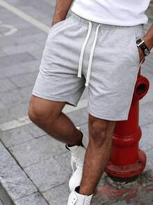 1 pièce Short décontracté pour homme, Jogging pour homme, Sports d'extérieur d'été pour homme, Course et fitness, Short bermuda de sport - Gris pâle - Voir 6