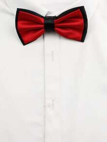 ZLQ&GOU 1pc Polyester Dual-Color Bow Tie For Men, Plaid Pattern Fashion Bow Tie, Suitable For Formal Occasions And Weddings - Red - View 5