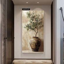 2D Flat, 2D Flat, Large Canvas Wall Arts, Modern Farmhouse Style Canvas Painting - Olive Tree In Country Vase, Beige And Green Plant Wall Art Poster, Suitable For Living Room, Bedroom, Hallway - Housewarming Gift, Home Decor, Minimalist Design - Design 01 - View 5