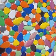 Random Mix Ceramic Mosaic Tiles, 100/200g, Assorted Shapes & Colors, Crafting Material For DIY Jewelry Making, Art & Sewing Supplies, Includes Teardrop/Heart/Willow Leaf/Hexagon/Rectangle/Circle Shapes - JN-01 - View 3