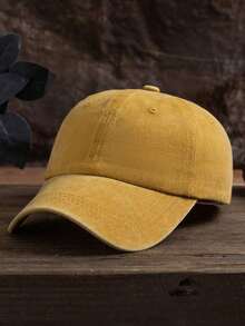 Men Solid Baseball Cap. - 黃色 - 查看 5