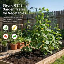 Senmeo U-Shaped Cucumber Trellis For Raised Garden Beds, Metal Garden Arch Support, Plant Support For Climbing Vegetables & Vines - Black - 查看 3