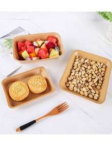 Bộ 10 khay đựng thức ăn dùng một lần, khay nướng BBQ, khay đựng đồ ăn, thích hợp cho xiên que, đồ ăn nhẹ, khoai tây chiên, đĩa thức ăn, hộp đựng đồ dùng cắm trại, hộp giấy Kraft hình thuyền, khay hình chữ nhật. - 10 màu nâu cà phê - Xem 2