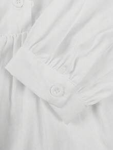 Áo kiểu nữ tay dài màu trơn, phối ren, viền bèo nhún, thích hợp cho mùa xuân/hè. - trắng - Xem 8