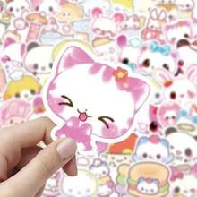 Retro Cartoon Cute Pink Animal Stickers, Suitable For DIY Decoration On Diary, Phone Case, Stationery, Laptop, Tablet, For Both Adults And Kids, Self-Use Or Gift - Multicolor - View 4