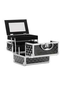 1pc Portable Makeup Organizer Box, Professional Makeup Bag With Mirror, Large Capacity Waterproof Multifunctional Cosmetic Travel Bag - Multicolor - View 12