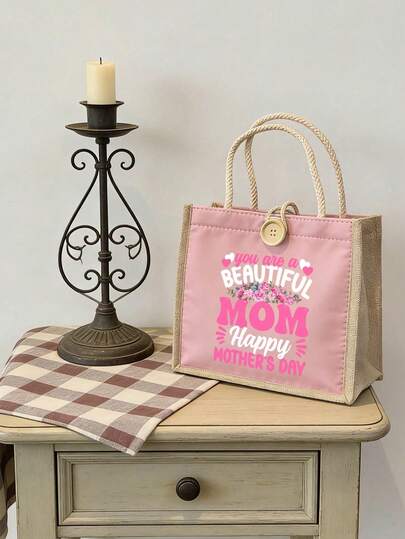 Mother's Day Gift Handbag, Cosmetic Bag For Mom, 'you Are A Beautiful Mom Happy Mother's Day' With A Floral Motif, Lightweight Shopping Bag, Portable Commuter Bag, Travel Toiletries Bag For Makeup, Travel Essentials, 6 Colors Available, Portable Organizer Bag, Beach Bag, Travel Pouch, Ideal Gift For Mom, Wife, Grandma, Ideal For Honoring Mothers, Perfect For Mother's Day, Birthday, Thanksgiving, Mother's Day Gift