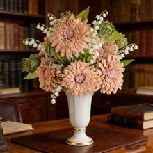 1pc 18.5-Inch Artificial Sunflower With Vase, Realistic Fake Flower For Wedding Bouquet, Home Garden, Outdoor Cafe Table Centerpiece (Lotus Root Pink) - Pink - View 7